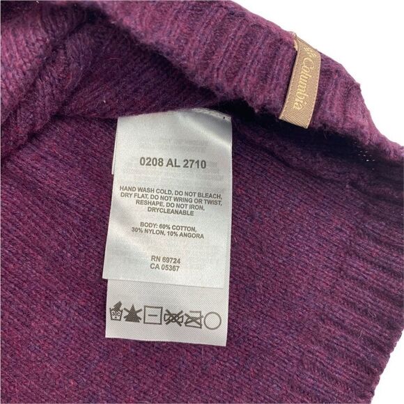 Columbia Womens Sweater Purple Long Sleeve Crew Neck Chunky Cable Knit Small S - Picture 7 of 9